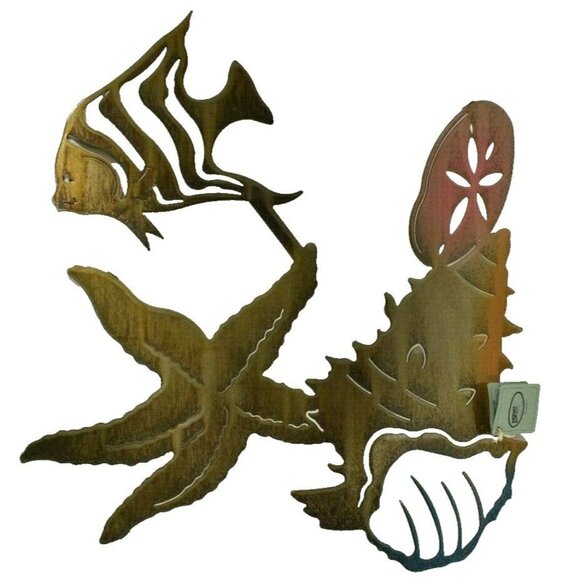 Lazart 3D Sea Shells 20 inch Metal Decorative Laser Wall Art Rustic, Nautical - Picture 1 of 5